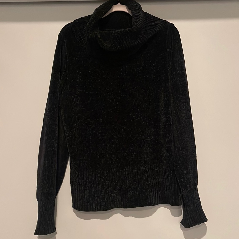 LOFT Black Chenille Cowl Neck Sweater in size XL